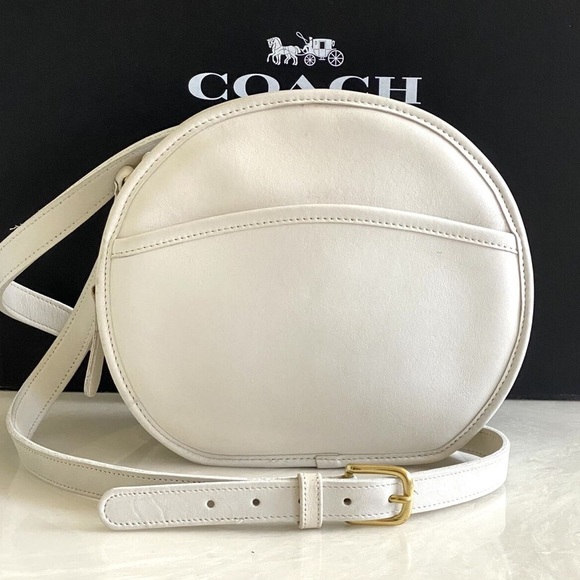 Coach Cream Leather Round Crossbody Bag - Picture 1 of 11